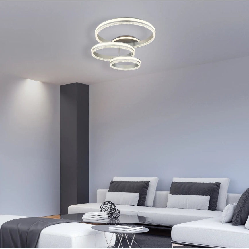 Globo - Ściemnialna lampa sufitowa LED/72W/230V 2700-6000K srebrna + pilot zdalnego sterowania