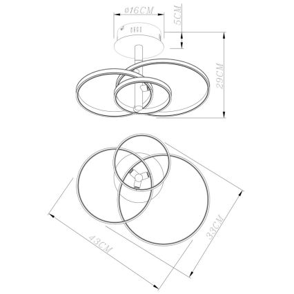 Globo 67822-24G - LED Żyrandol natynkowy WAVE 3xLED/8W/230V