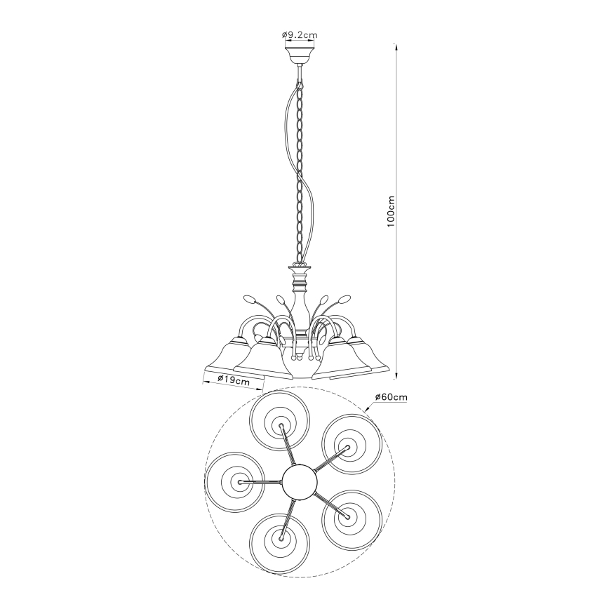 Globo - Żyrandol na łańcuchu 5xE27/60W/230V