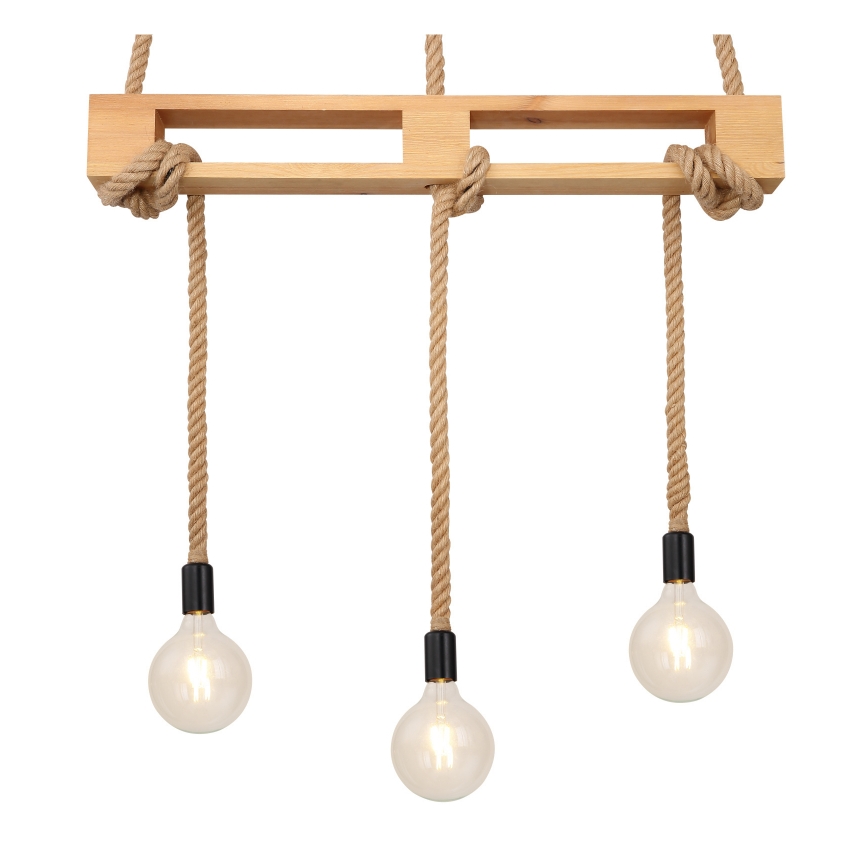Globo - Żyrandol na lince 3xE27/60W/230V sosna