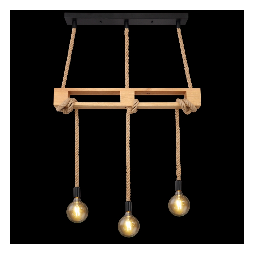 Globo - Żyrandol na lince 3xE27/60W/230V sosna