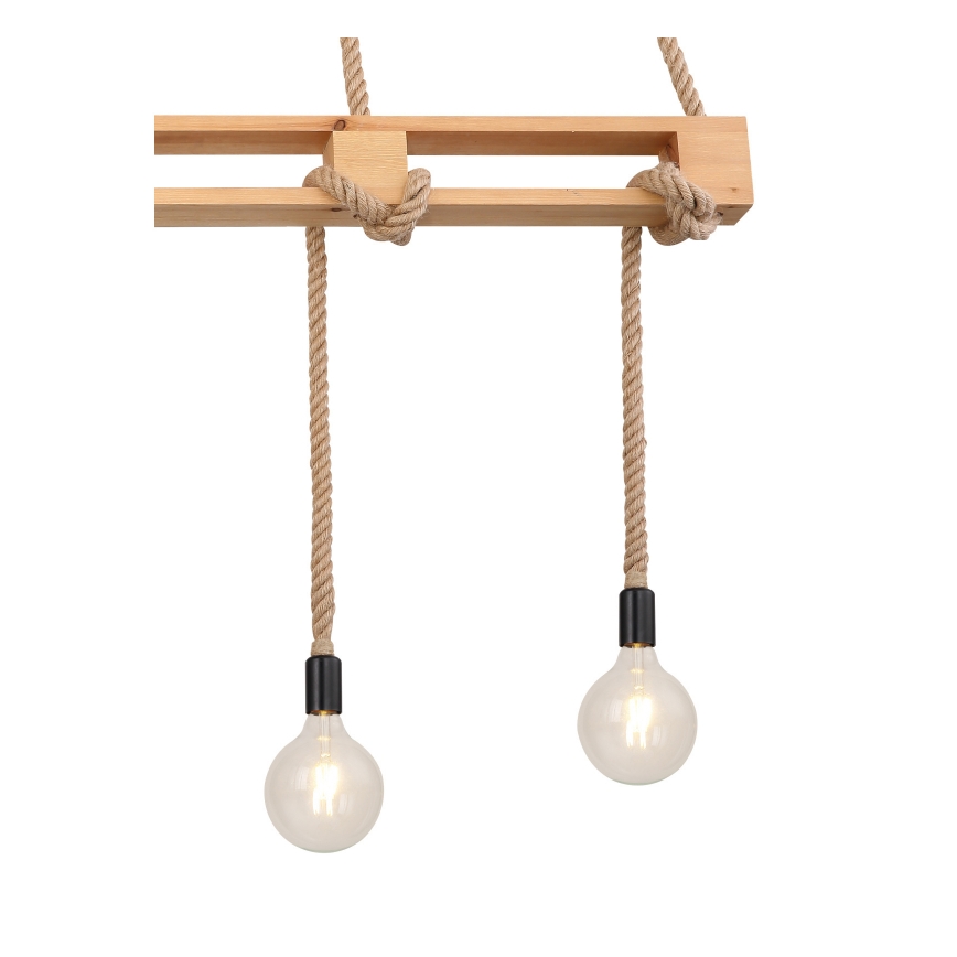Globo - Żyrandol na lince 4xE27/60W/230V sosna