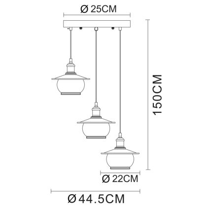 Globo - Lampa wisząca 3xE27/60W/230V