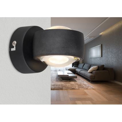 Globo - Kinkiet LED 7 W, 230 V, 3000 K, czarny