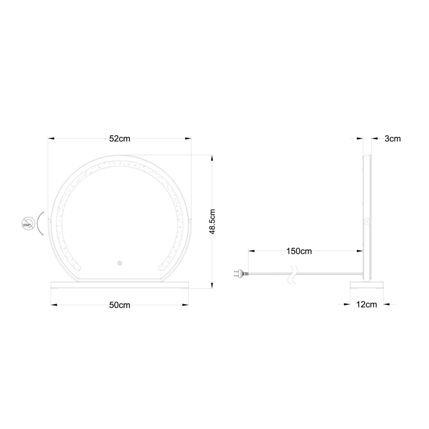 Globo - LED ściemnialne naścienne lustro z podświeceniem LED/10W/230V 2700/4000/6500K 12x48,5 cm