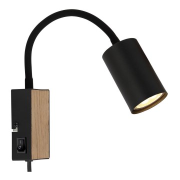 Globo - Elastyczna lampka biurkowa 1xGU10/35W/230V czarna/brązowa