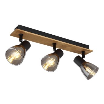 Globo - Lampa punktowa 3xE14/40W/230V czarna/drewno