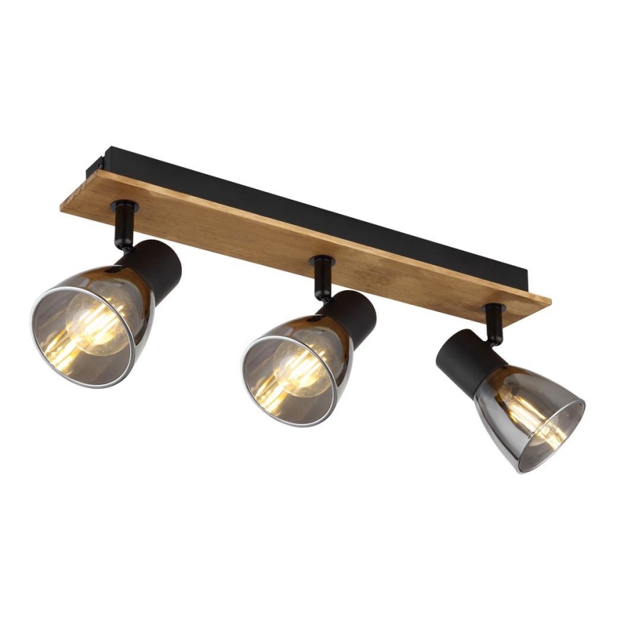 Globo - Lampa punktowa 3xE14/40W/230V czarna/drewno