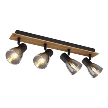Globo - Lampa punktowa 4xE14/40W/230V czarna/drewno