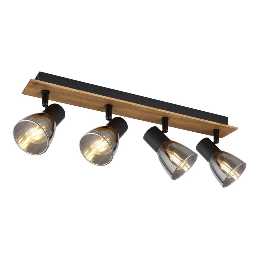 Globo - Lampa punktowa 4xE14/40W/230V czarna/drewno