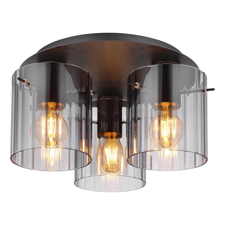 Globo - Lampa sufitowa 3xE27/40W/230V śr. 37 cm szara