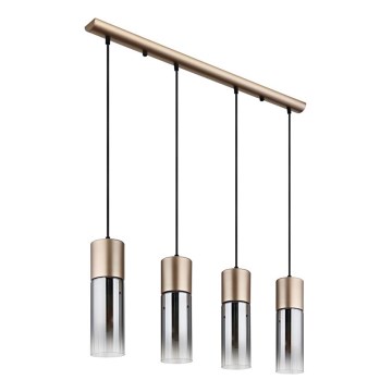 Globo - Lampa wisząca na lince 4xE27/25W/230V brązowa