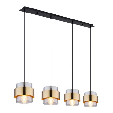 Globo - Lampa wisząca na linkach 4xE27/60W/230V czarny/mosiądz