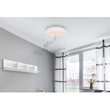 Globo - LED RGBW Ściemnialne oświetlenie łazienkowe z głośnikiem LED/18W/230V 3000-6500K IP44 + pilot zdalnego sterowania
