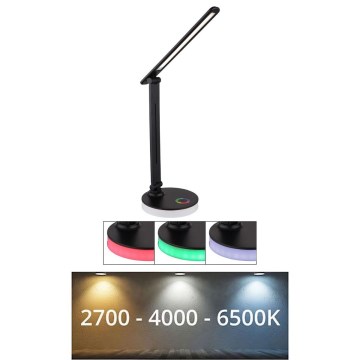 Globo - LED RGBW Ściemnialna dotykowa lampa stołowa LED/5W/230V + LED/2W 2700K/4000K/6500K czarny