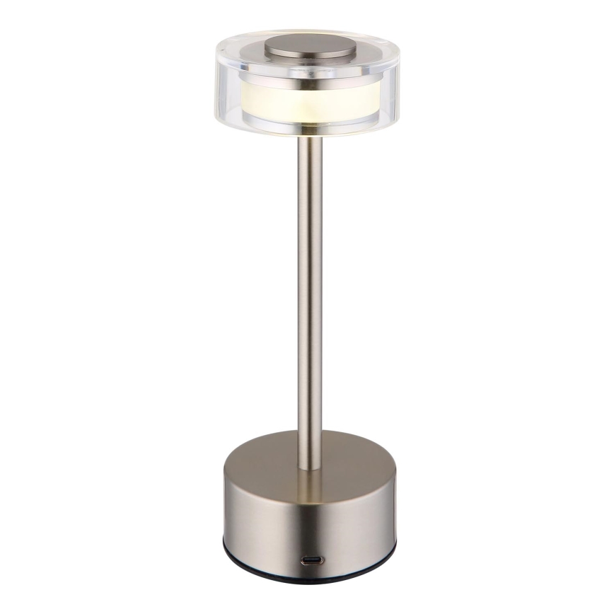 Globo - LED Ściemnialna akumulatorowa dotykowa lampa stołowa LED/2,5W/3,7V 2700/4000/6500K 1800mAh matowy chrom