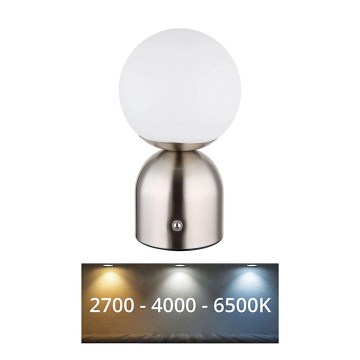 Globo - LED Ściemnialna dotykowa lampa stołowa LED/2,5W/3,7V 2700K/4000K/6500K 1800 mAh USB matowy chrom