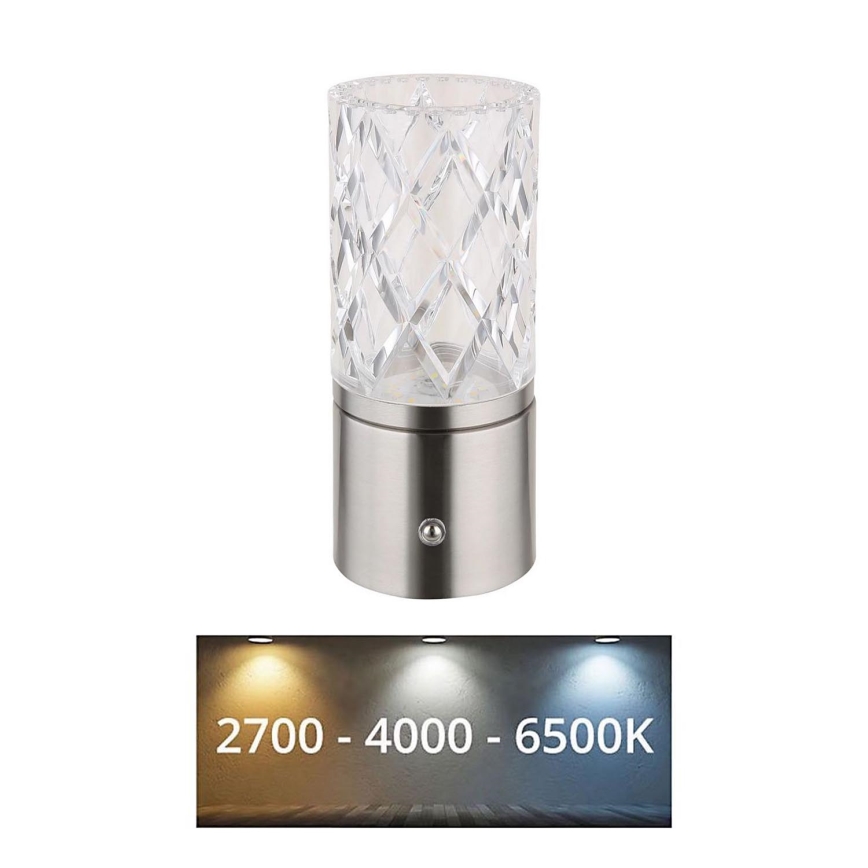Globo - LED Ściemnialna dotykowa lampa stołowa LED/2,5W/3,7V 2700K/4000K/6500K 1800 mAh USB matowy chrom