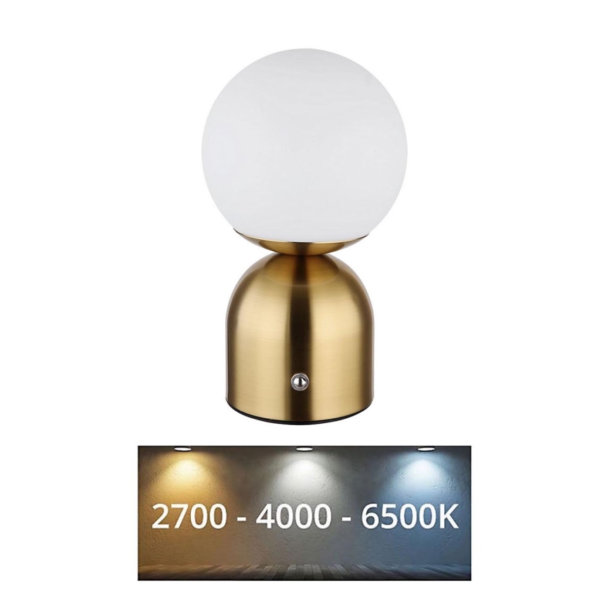 Globo - LED Ściemnialna dotykowa lampa stołowa LED/2,5W/3,7V 2700K/4000K/6500K 1800 mAh USB mosiądz