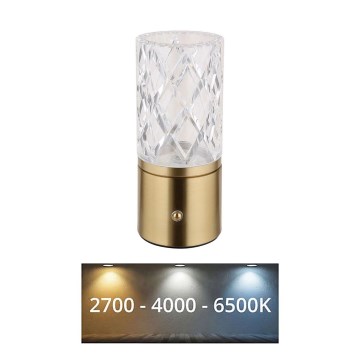 Globo - LED Ściemnialna dotykowa lampa stołowa LED/2,5W/3,7V 2700K/4000K/6500K 1800 mAh USB złoty
