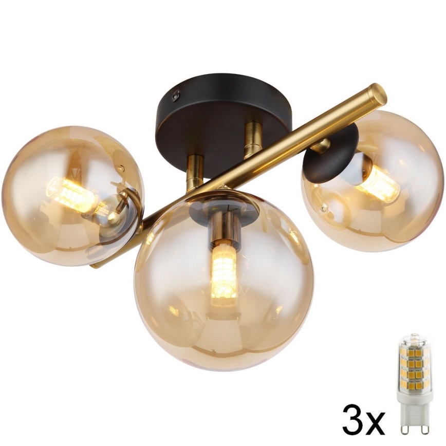 Globo - LED Żyrandol natynkowy RIHA 3xG9/3,5W/230V mosiądz