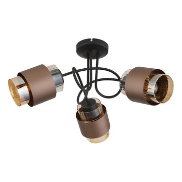 Globo - Przysufitowy żyrandol 3xE27/40W/230V czarny/brązowy