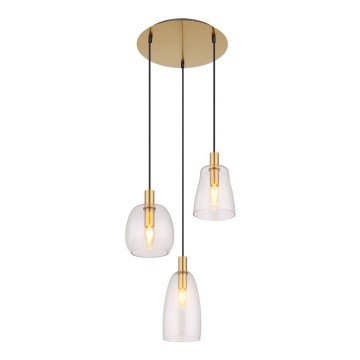 Globo - Żyrandol na lince 3xE14/40W/230V śr. 43 cm mosiądz