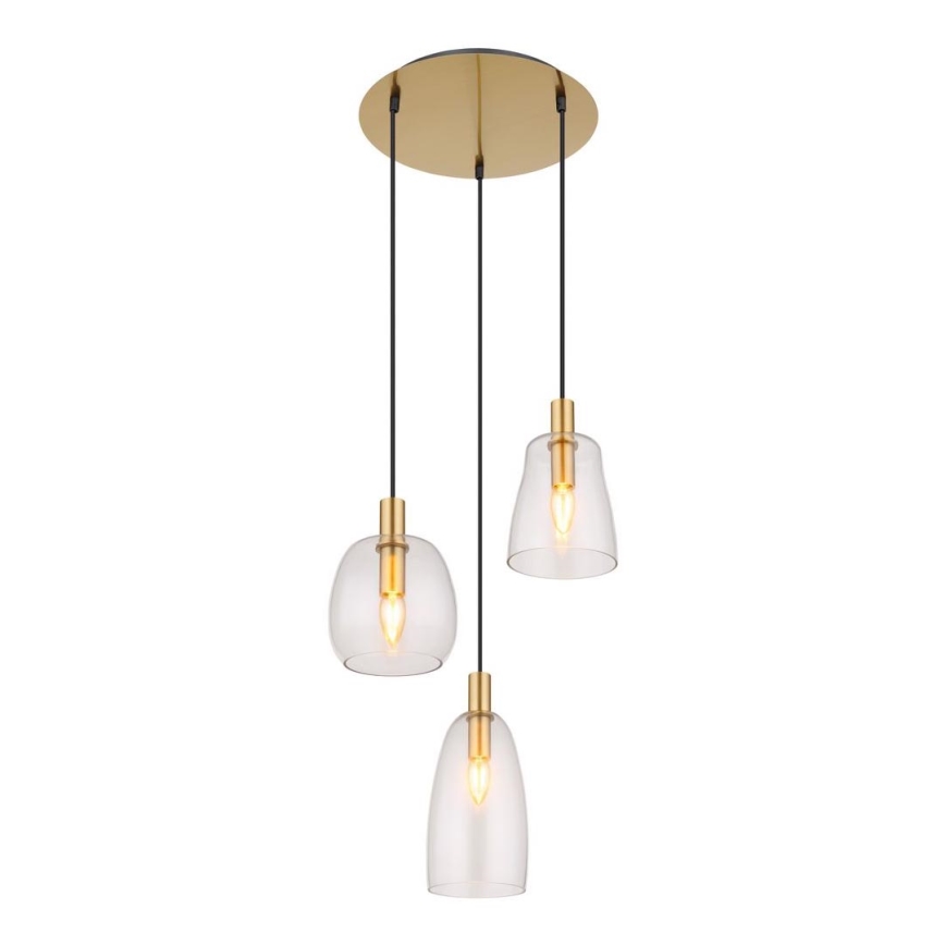 Globo - Żyrandol na lince 3xE14/40W/230V śr. 43 cm mosiądz