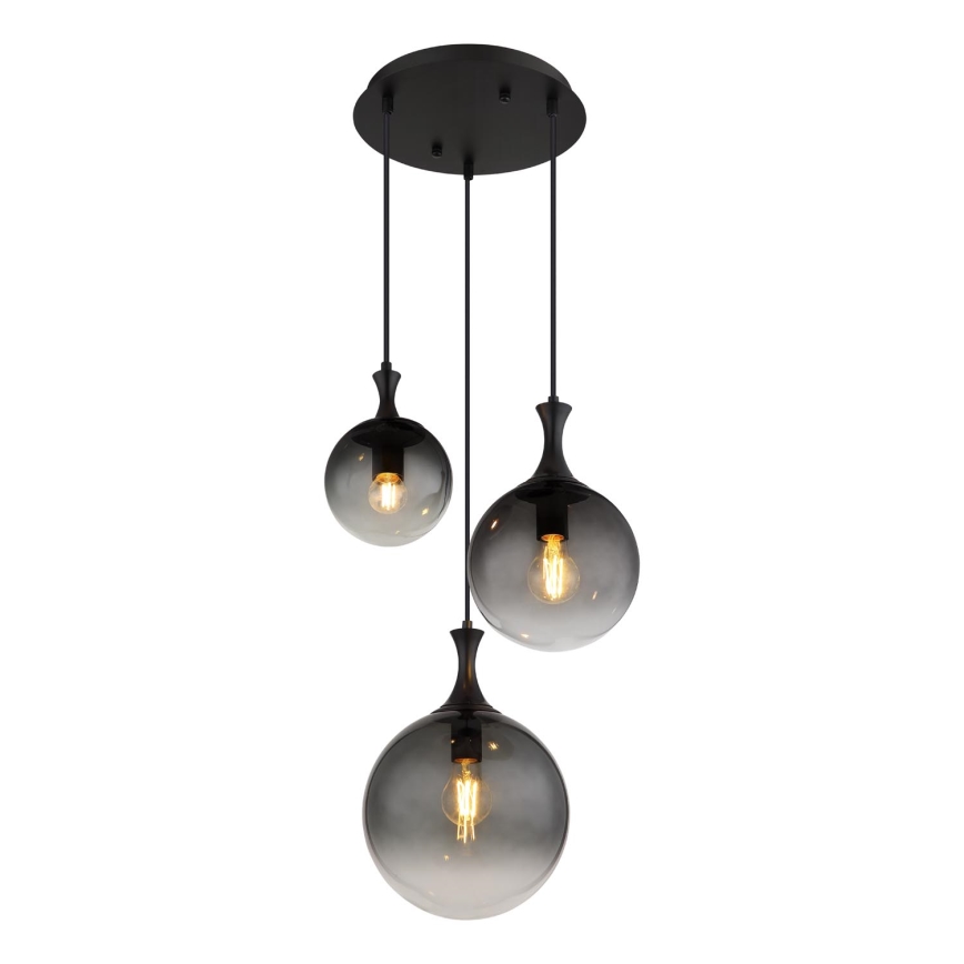 Globo - Żyrandol na lince 3xE27/10W/230V śr. 48 cm czarny