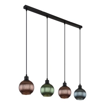 Globo - Żyrandol na lince 4xE27/25W/230V miedź/zielony/niebieski