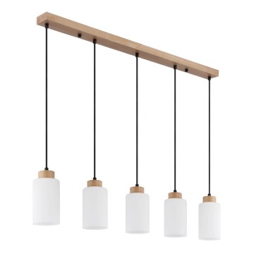 Globo - Żyrandol na linkach 5xE27/60W/230V dąb/biały