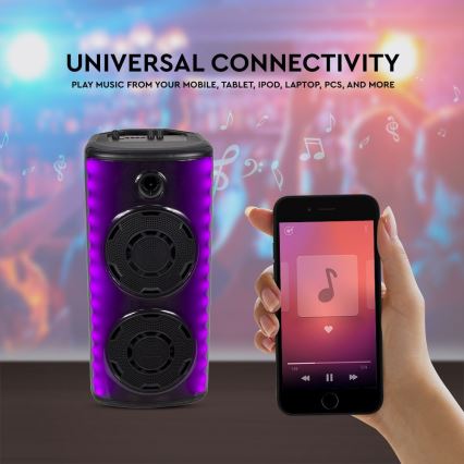 Głośnik akumulatorowy LED RGB z mikrofonem 600W/2400 mAh + zdalne sterowanie
