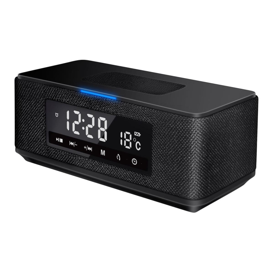 Głośnik bezprzewodowy z ładowaniem, wyświetlaczem LCD, budzikiem i funkcją 6w1, 10W/3600 mAh