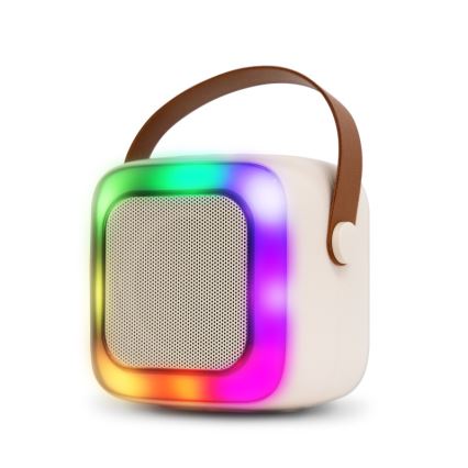 CONNECT IT CSP-1010-BG - Głośnik LED RGB z bezprzewodowymi mikrofonami 2Mic 5W/1200 mAh + 2x 400 mAh kremowy/złoty