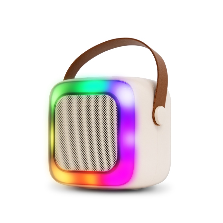 CONNECT IT CSP-1010-BG - Głośnik LED RGB z bezprzewodowymi mikrofonami 2Mic 5W/1200 mAh + 2x 400 mAh kremowy/złoty