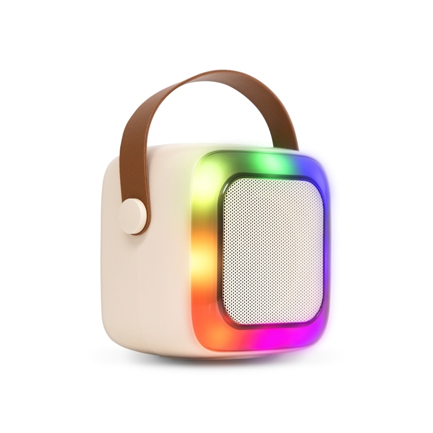 CONNECT IT CSP-1010-BG - Głośnik LED RGB z bezprzewodowymi mikrofonami 2Mic 5W/1200 mAh + 2x 400 mAh kremowy/złoty