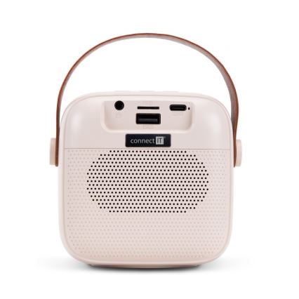 CONNECT IT CSP-1010-BG - Głośnik LED RGB z bezprzewodowymi mikrofonami 2Mic 5W/1200 mAh + 2x 400 mAh kremowy/złoty