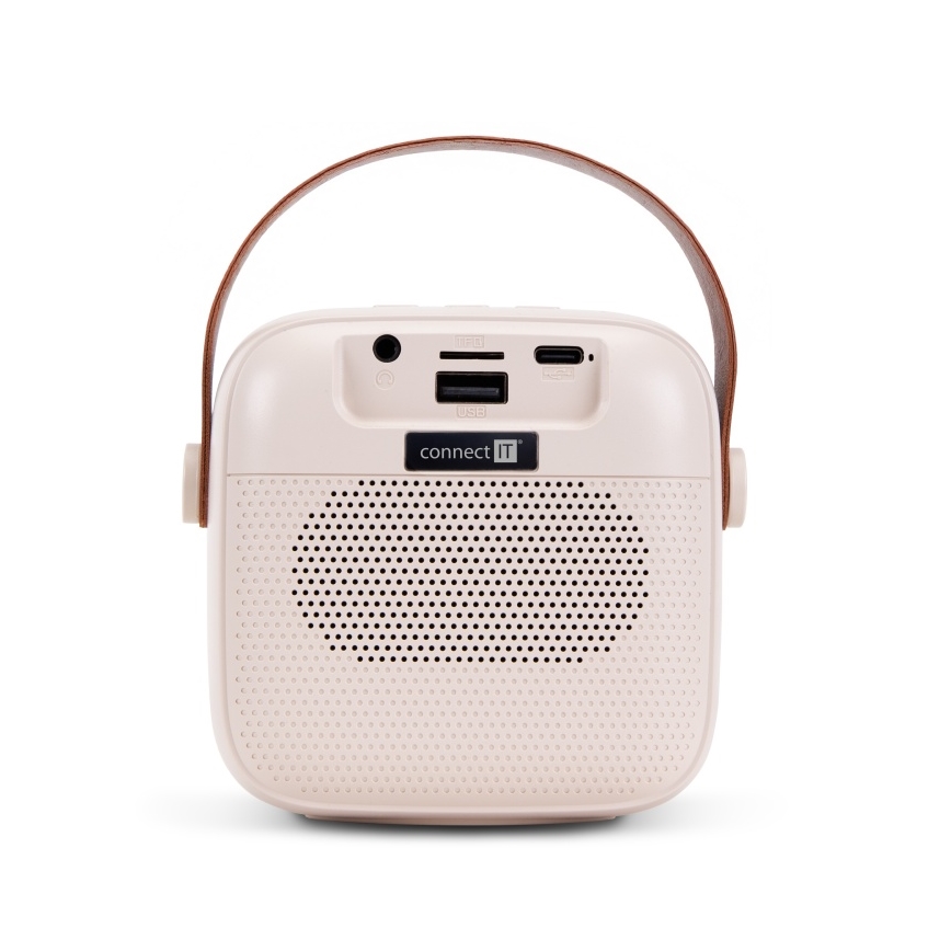 CONNECT IT CSP-1010-BG - Głośnik LED RGB z bezprzewodowymi mikrofonami 2Mic 5W/1200 mAh + 2x 400 mAh kremowy/złoty