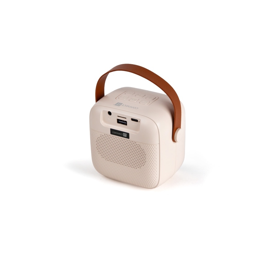 CONNECT IT CSP-1010-BG - Głośnik LED RGB z bezprzewodowymi mikrofonami 2Mic 5W/1200 mAh + 2x 400 mAh kremowy/złoty