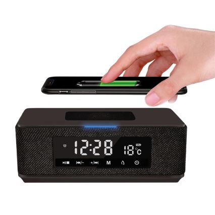 Głośnik bezprzewodowy z ładowaniem, wyświetlaczem LCD, budzikiem i funkcją 6w1, 10W/3600 mAh