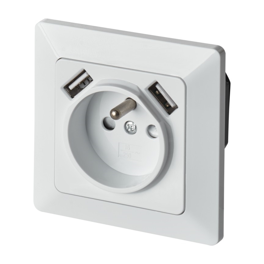 Gniazdo domowe z USB FRENCH 250V/16A