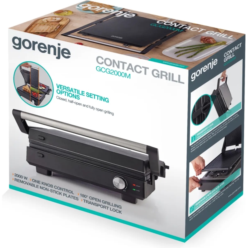 GORENJE GCG2000M - Grill kontaktowy 1800 W/230 V czarny