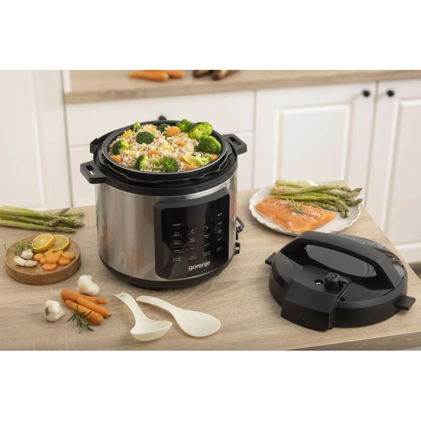 GORENJE GMC6SBK - Wielofunkcyjny multicooker 6 l 8 w 1 1000 W/230 V ze stali nierdzewnej
