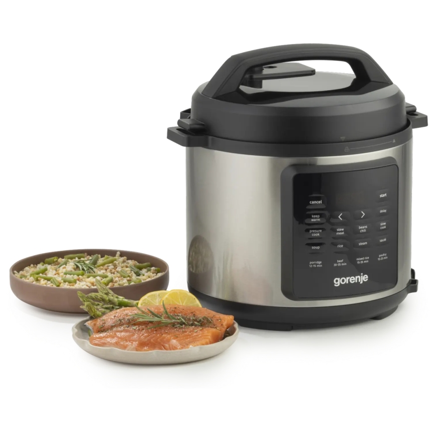 GORENJE GMC6SBK - Wielofunkcyjny multicooker 6 l 8 w 1 1000 W/230 V ze stali nierdzewnej