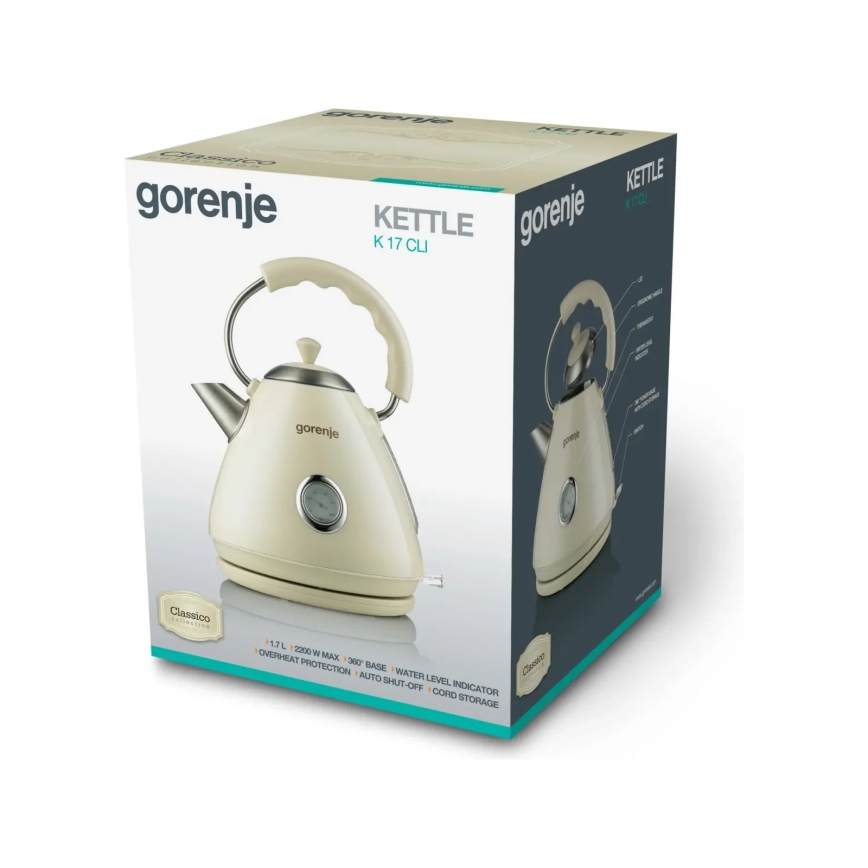 GORENJE K17CLI - Czajnik elektryczny 1,7 l 2200 W/230 V beżowy