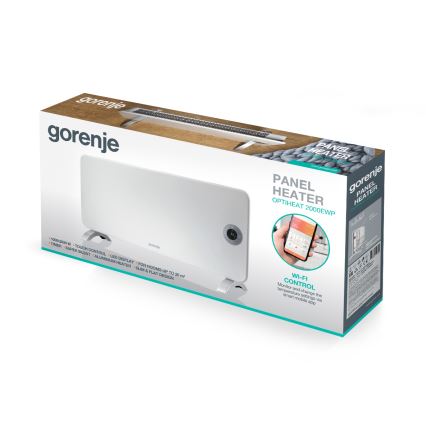 GORENJE OPTIHEAT 2000EWP - Inteligentny elektryczny grzejnik/konwektor 2000W IP44 Wi‑Fi biały
