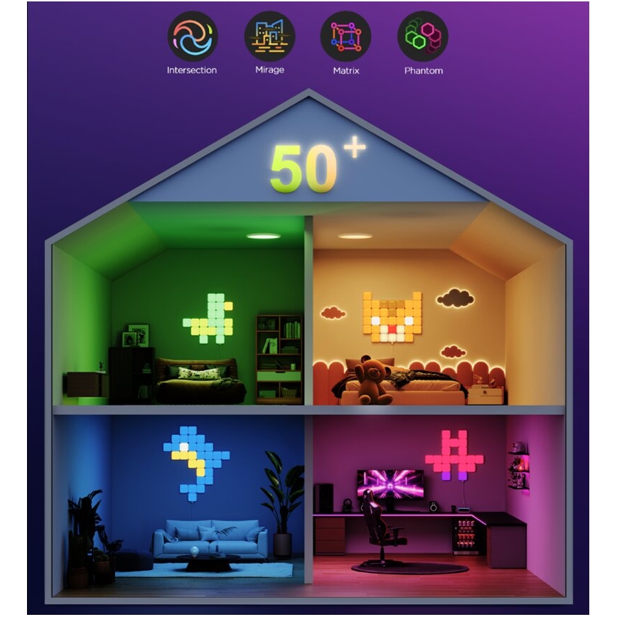 Govee - 10x Inteligentny mini RGBIC panel Wi-Fi