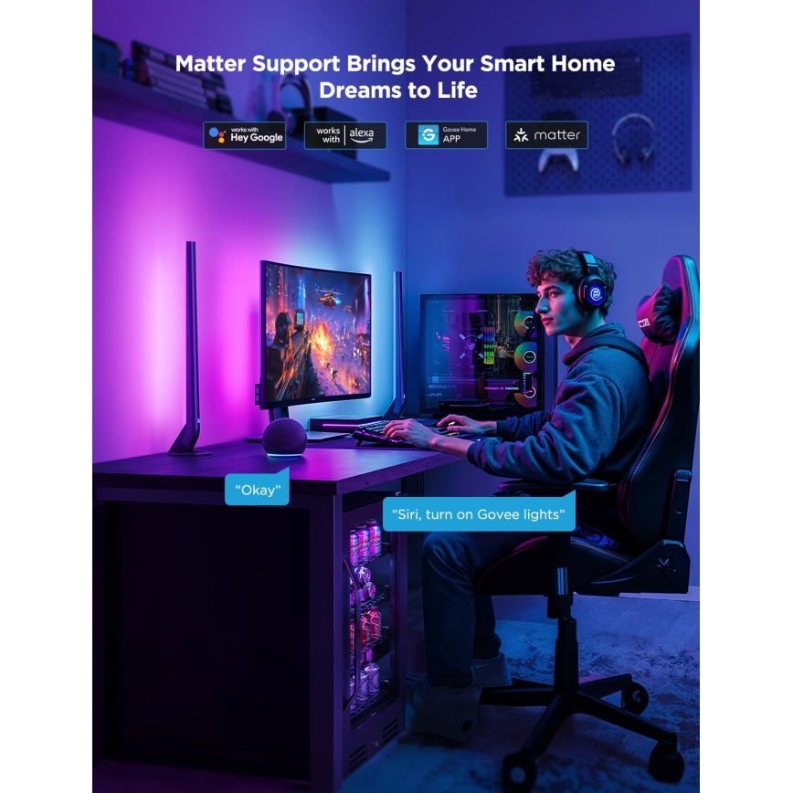 Govee - AI Sync Box Kit 2 Inteligentny zestaw oświetlenia PC 27-34 + panele LED Wi-Fi