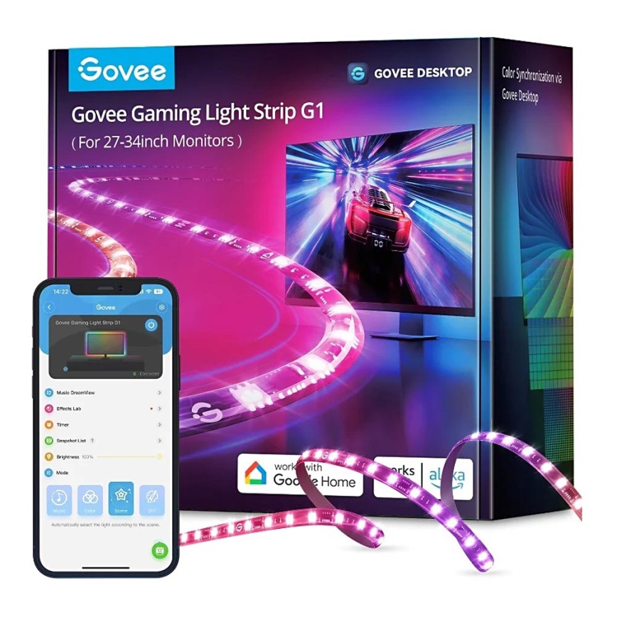 Govee - Dreamview G1 Inteligentne LED RGBIC oświetlenie monitora 27-34" Wi-Fi
