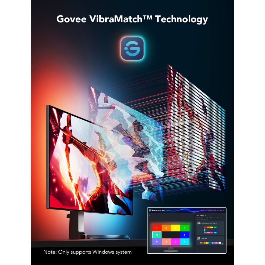 Govee - Dreamview G1 Inteligentne LED RGBIC oświetlenie monitora 27-34" Wi-Fi
